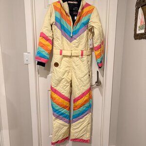Cream&Rainbow Retro Onepiece Snow Suit, Size M, Tipsy Elves, NWT Limited Edition
